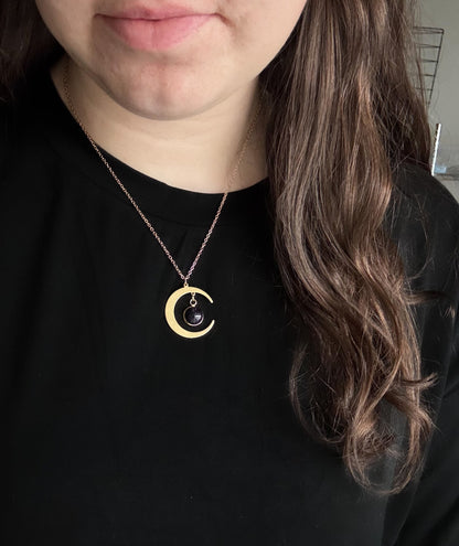Starlit Crescent Jewelry Set With Blue Sandstone