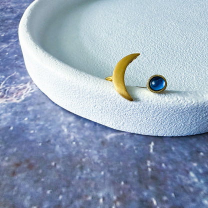 Crescent Moon Birthstone Ring