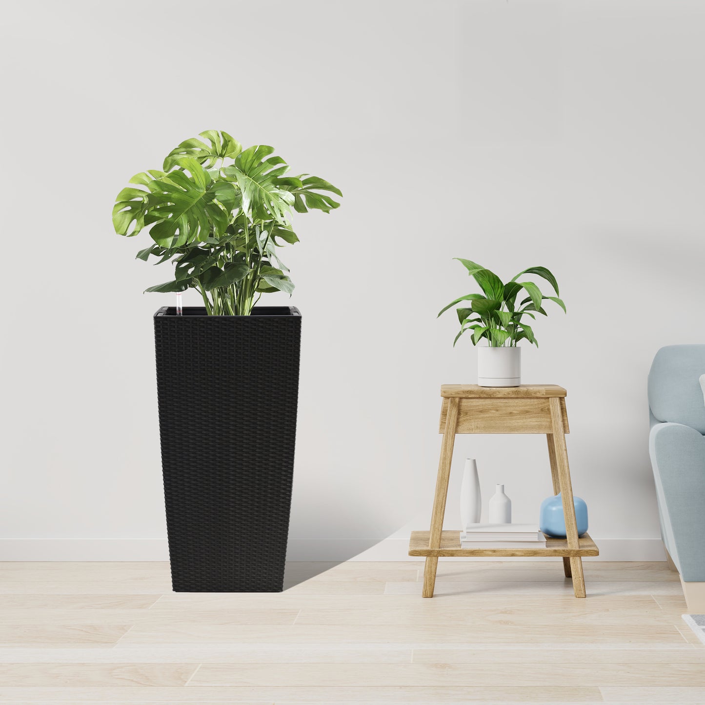 30 in Tall Large Flower Pots Planter with Self-Watering Drainage Holes&Inner Trays Indoor Outdoor Plant Pot with Drain Holes, Water Level Monitor,Inner Bucket for Garden, Patio, Porch, Backyard, Black