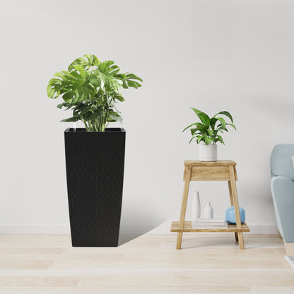 30 in Tall Large Flower Pots Planter with Self-Watering Drainage Holes&Inner Trays Indoor Outdoor Plant Pot with Drain Holes, Water Level Monitor,Inner Bucket for Garden, Patio, Porch, Backyard, Black