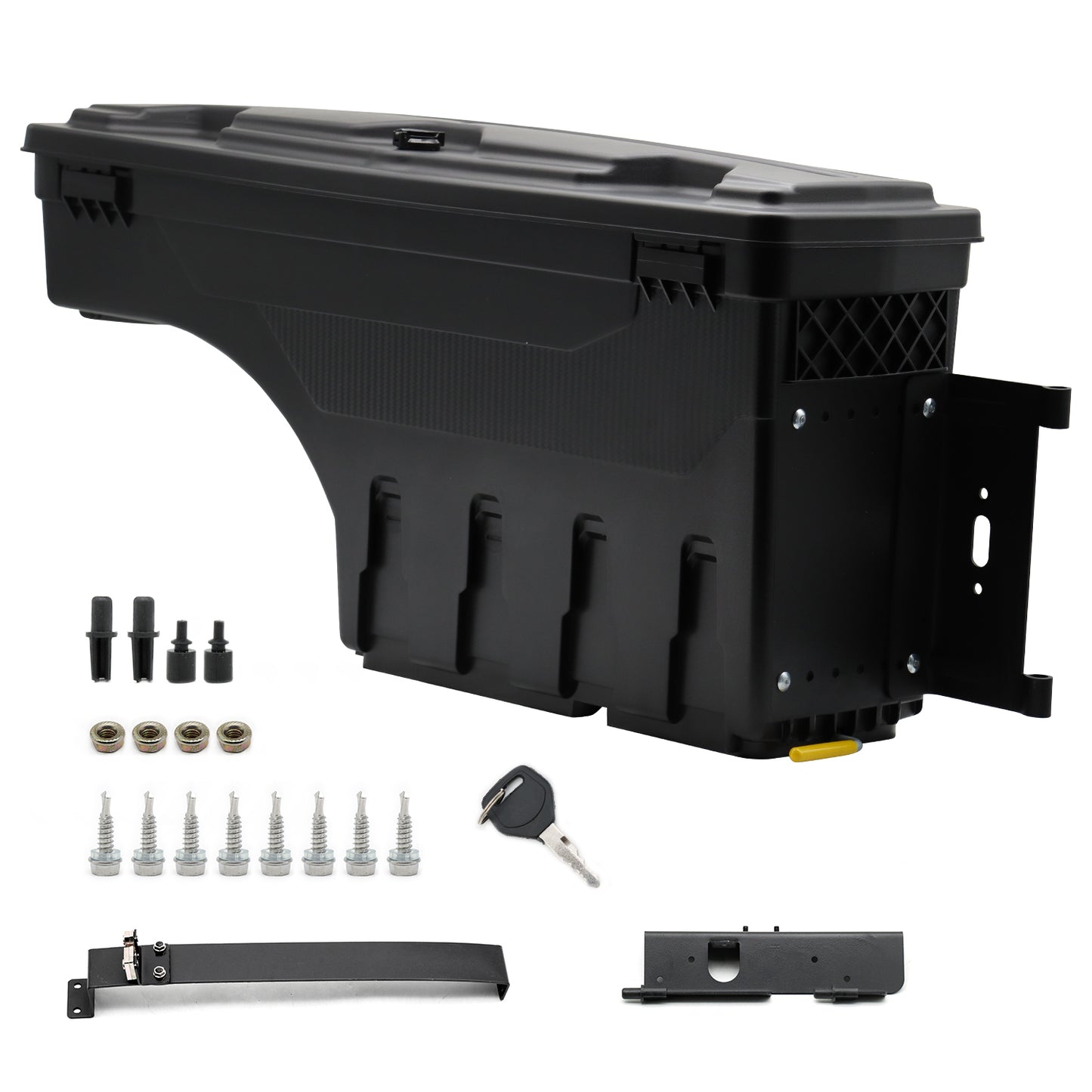 Right Passenger Side Truck Bed Storage Box Fit for 1994-2002 Dodge Ram & 1980-1996 Ford F-Series & 1988-1998 Chevy GMC C/K, Key Lockable Lid Waterproof Truck Bed Toolboxes Black