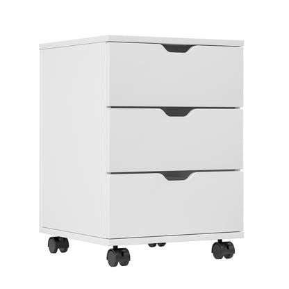 Farini 3-Drawer Vertical Filing Cabinet Rolling Wood Mobile File Cabinets Under Desk for Home Office with Casters (White, Fully Assembled)