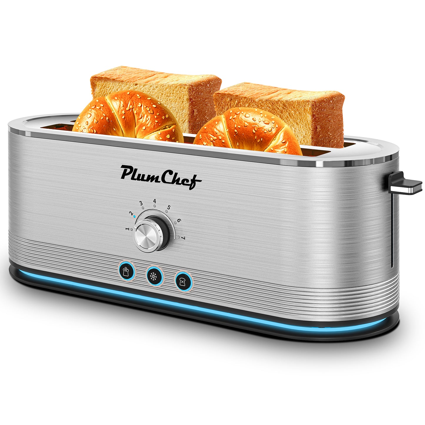 4-Slice Toaster, 7 Browning Settings, Defrost/Reheat Functions, Removable Crumb Tray, Full body Stainless Steel Housing 1350W,Anti-Fingerprint  Anti-Jam stainless steel