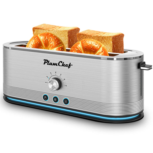 4-Slice Toaster, 7 Browning Settings, Defrost/Reheat Functions, Removable Crumb Tray, Full body Stainless Steel Housing 1350W,Anti-Fingerprint  Anti-Jam stainless steel