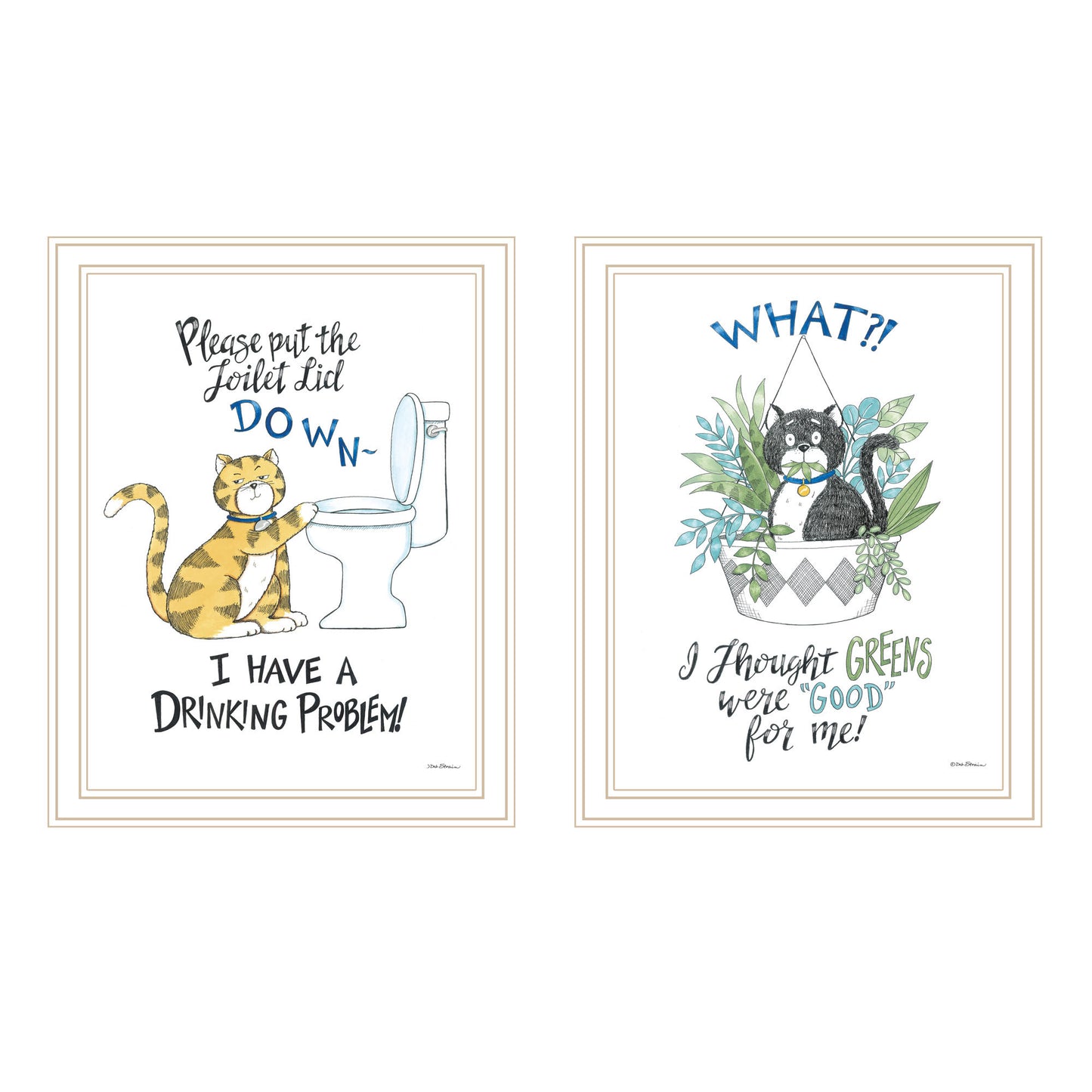 Trendy Decor 4U 2- Piece Vignette I have a Drinking Problem!! Black Framed Wall Art for Living Room, Bedroom Wall Art Print for Home Decor by Deb Strain