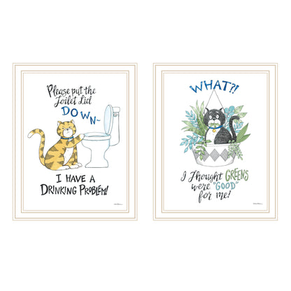 Trendy Decor 4U 2- Piece Vignette I have a Drinking Problem!! Black Framed Wall Art for Living Room, Bedroom Wall Art Print for Home Decor by Deb Strain