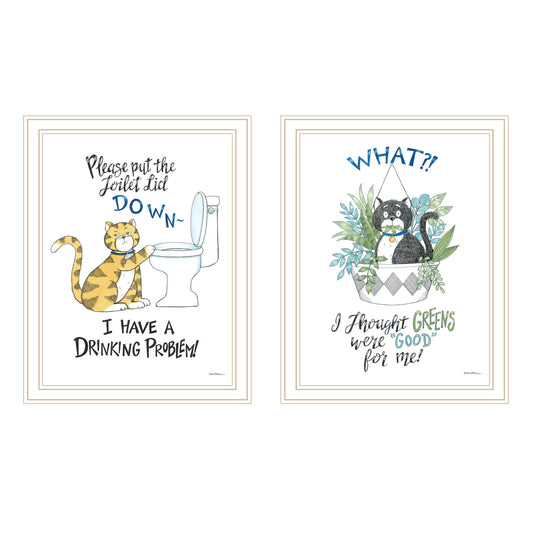 Trendy Decor 4U 2- Piece Vignette I have a Drinking Problem!! Black Framed Wall Art for Living Room, Bedroom Wall Art Print for Home Decor by Deb Strain