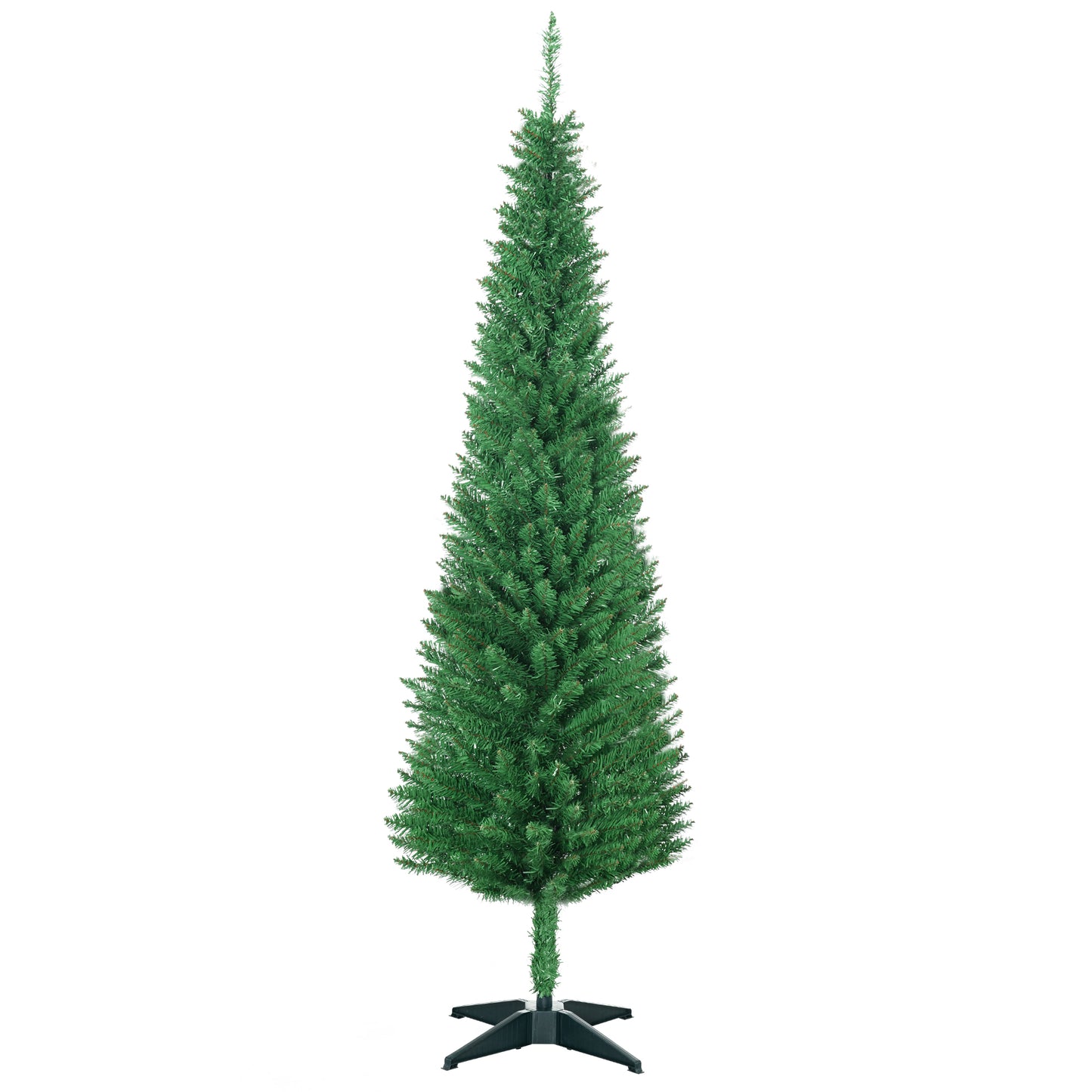 HOMCOM 6' Artificial Pencil Christmas Tree, Slim Xmas Tree with 390 Realistic Branch Tips and Plastic Stand, Light Green