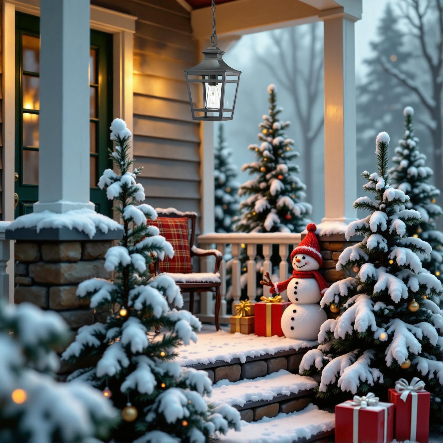 Outdoor Pendant Light E26 Socket, 14.5'' Modern Exterior Hanging Light Fixture with Clear Glass, Farmhouse Black Metal Outside Chandelier for Patio Front Porch Foyer Entryway (1 pack)