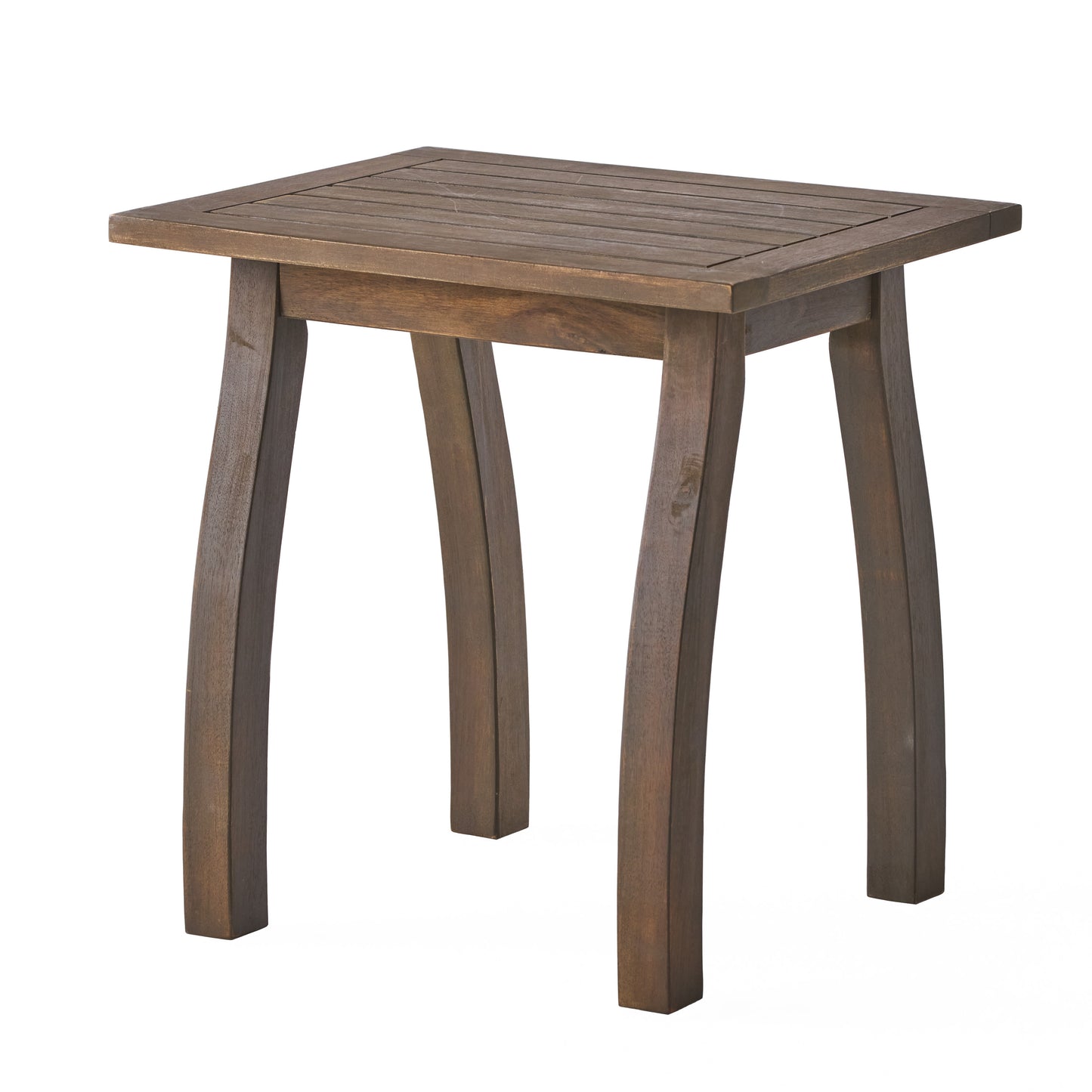 Kinesis Outdoor Side Table with Slatted Top and Wood Frame, Grey