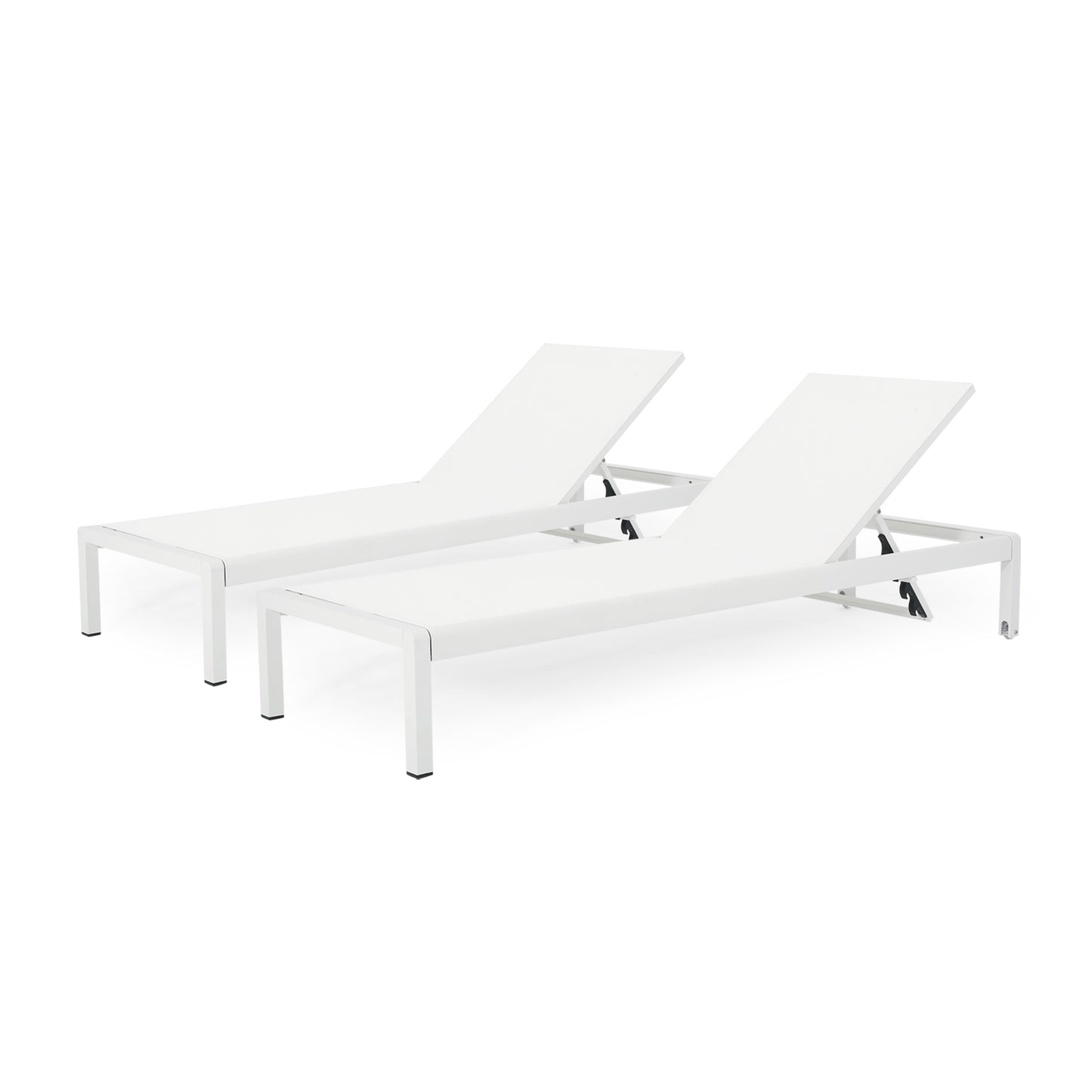 Outdoor Chaise Lounge Chair Set of 2, Aluminum Adjustable Outside Chair for Pool Patio Beach Yard, All Weather Use UV Resistant 400lbs Weight Capacity, White