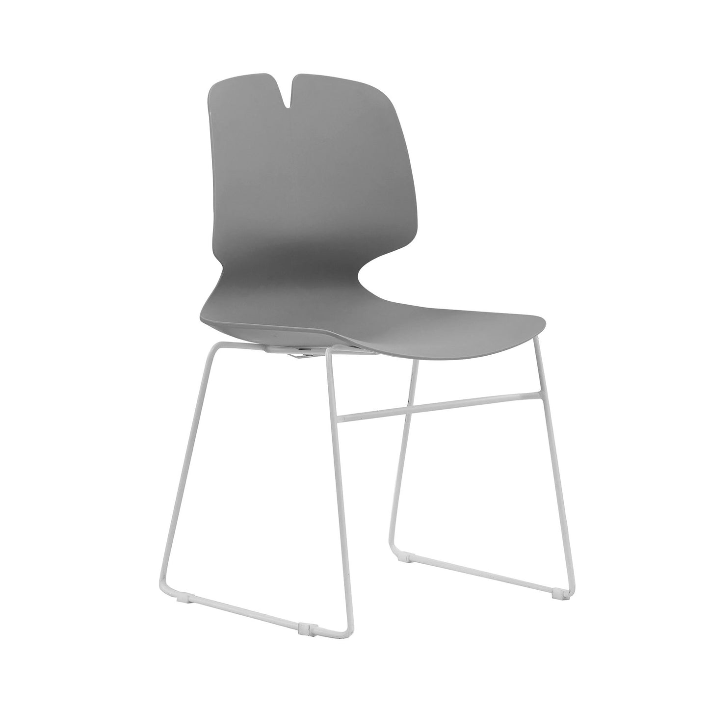 Modern Stacked Office Chair Set with Ergonomic Design in Grey, Polypropylene and Steel Construction, 4-Piece