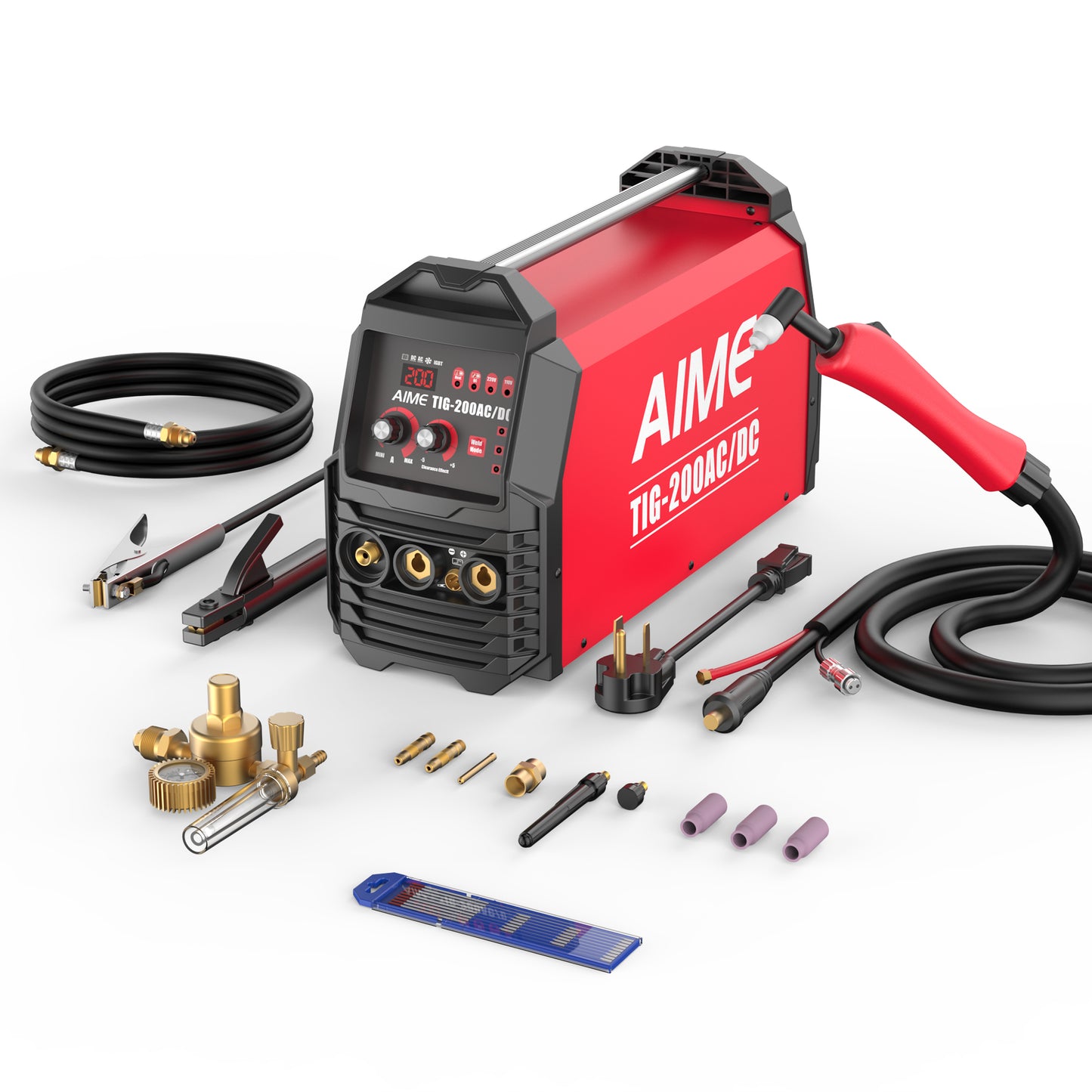 AC DC TIG Welder with Pulse, 200A 6 in 1 Aluminum Welder STICK MMA TIG Welding 110V/220V Dual Voltage LCD Display IGBT Inverter for Stainless Steel, Carbon Steel, Copper MultiProcess Welding Machine