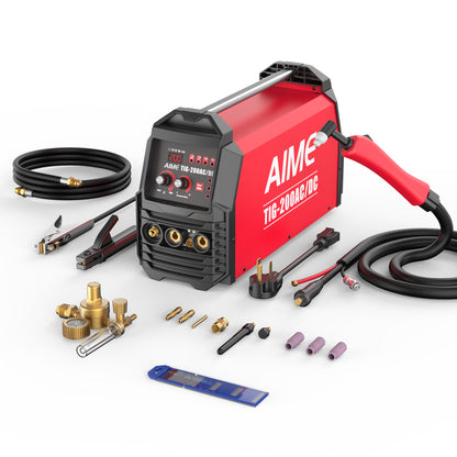 AC DC TIG Welder with Pulse, 200A 6 in 1 Aluminum Welder STICK MMA TIG Welding 110V/220V Dual Voltage LCD Display IGBT Inverter for Stainless Steel, Carbon Steel, Copper MultiProcess Welding Machine