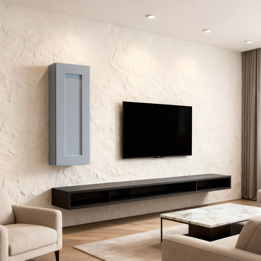 Dark Gray Solid Wood Single Door Wall Cabinet 1 Door and 2 Shelves for Kitchen Storage, Bathroom Storage, Laundry,Adjustable Shelves Ready to Assemble(12'W×12'D×36'H)