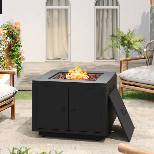 30inch Square  Steel Fire Pit Table, in Black,40000BTU