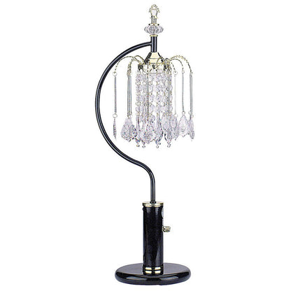 27' Tall Metal Table Lamp with Black finish, Crystal Chandelier Design