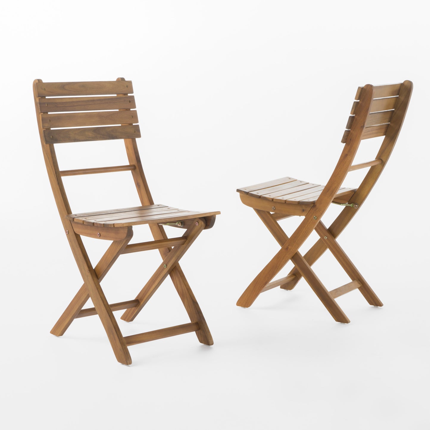 Outdoor Acacia Wood Folding Dining Chair Set of 2 with Natural Finish