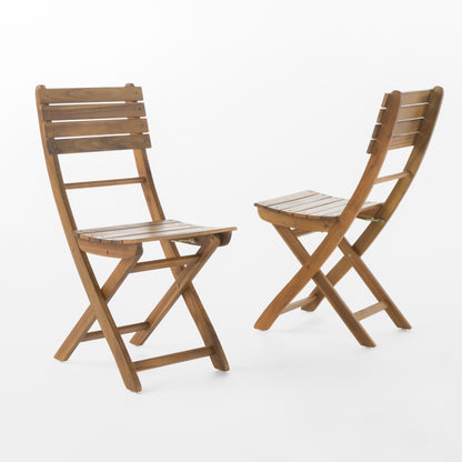 Outdoor Acacia Wood Folding Dining Chair Set of 2 with Natural Finish