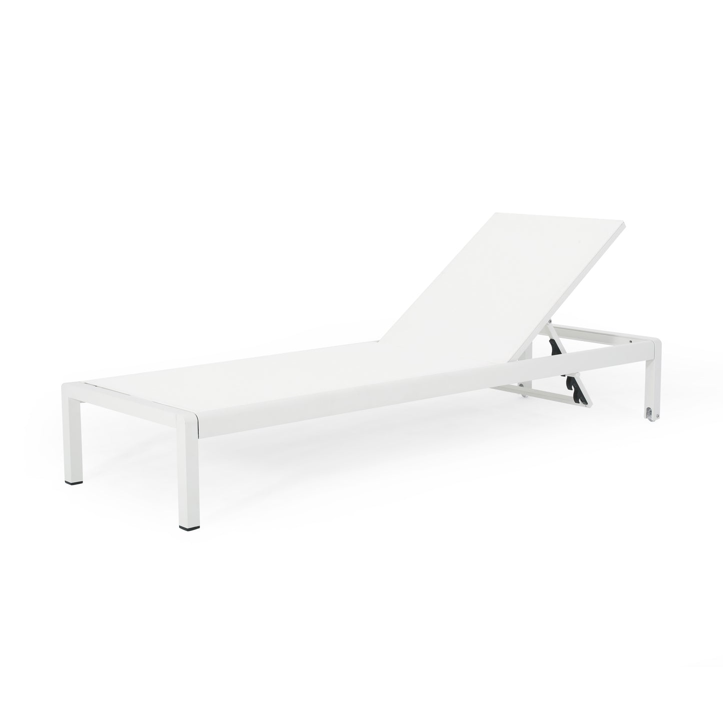Outdoor Chaise Lounge Chair, Aluminum Adjustable Outside Chair for Pool Patio Beach Yard, All Weather Use UV Resistant 400lbs Weight Capacity, White