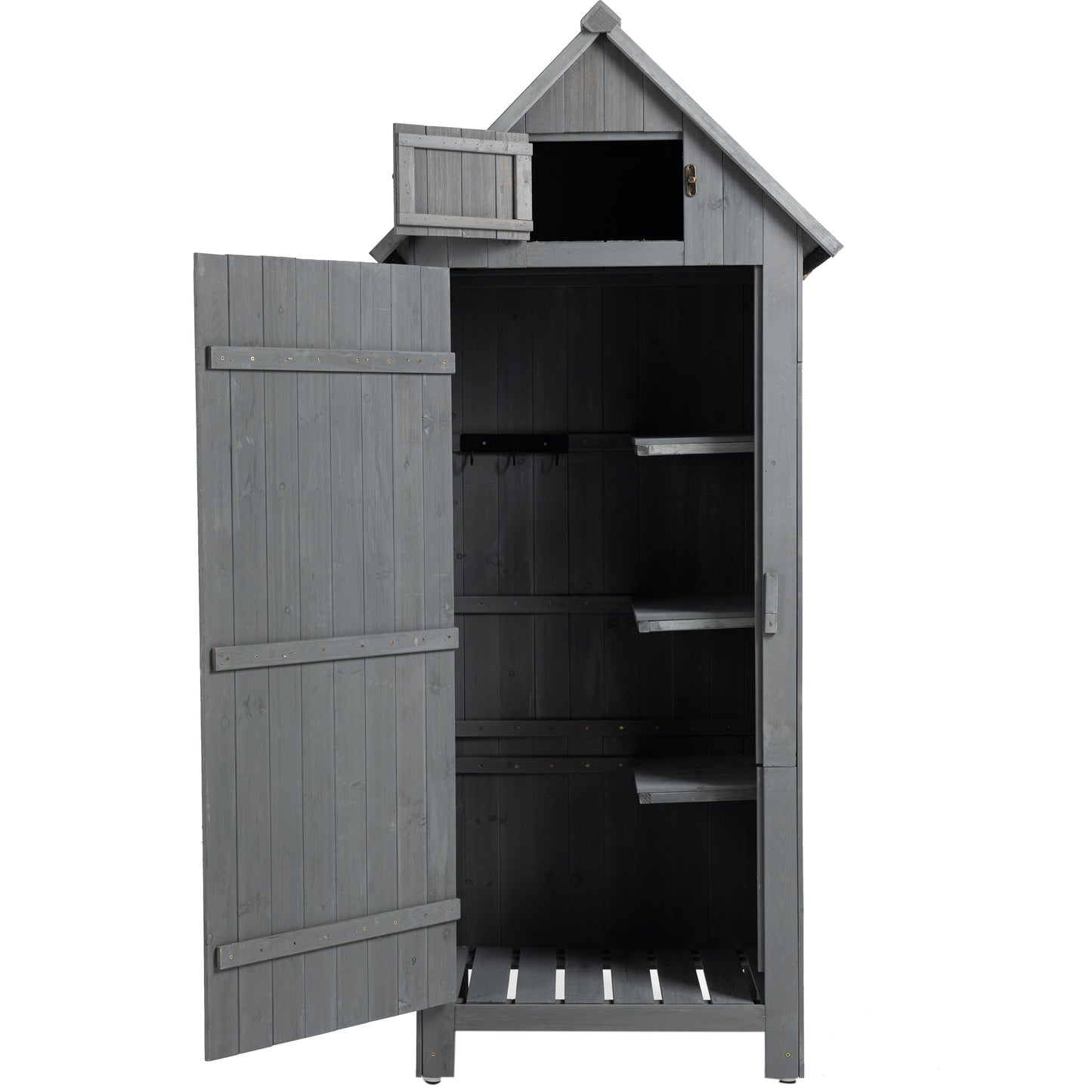 30.3'L X 21.3'W X 70.5'H Outdoor Storage Cabinet Tool Shed Wooden Garden Shed  Gray