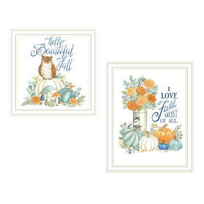 Trendy Decor 4U 2- Piece Vignette I Love Fall Most of All White Framed Wall Art for Living Room, Bedroom Wall Art Print for Home Decor by Deb Strain