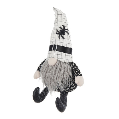 10.2x5.5x23.5' Fabric Sitting Gnome with White Hat Spider, for Halloween Decor