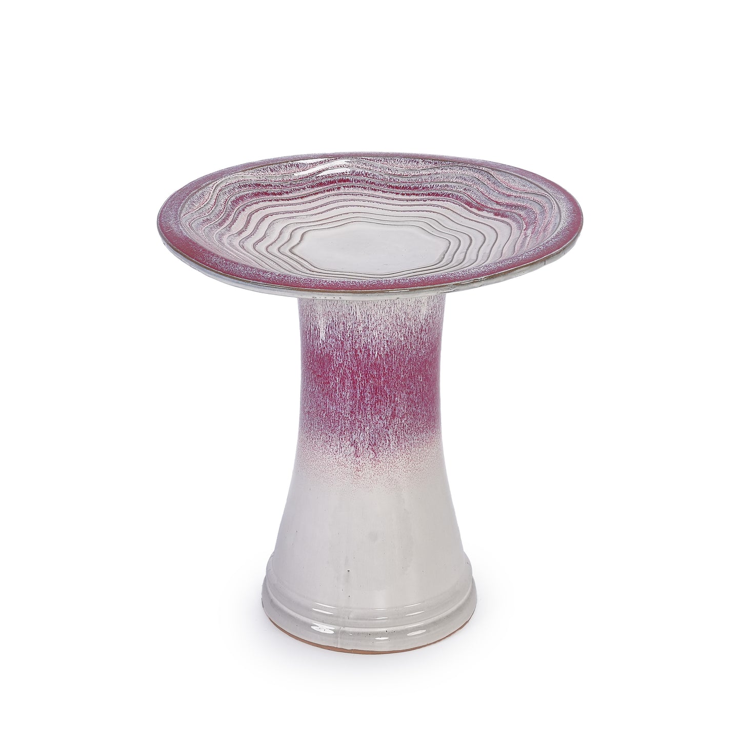 Ceramic Birdbath for Patio, Garden - Rose Ombre