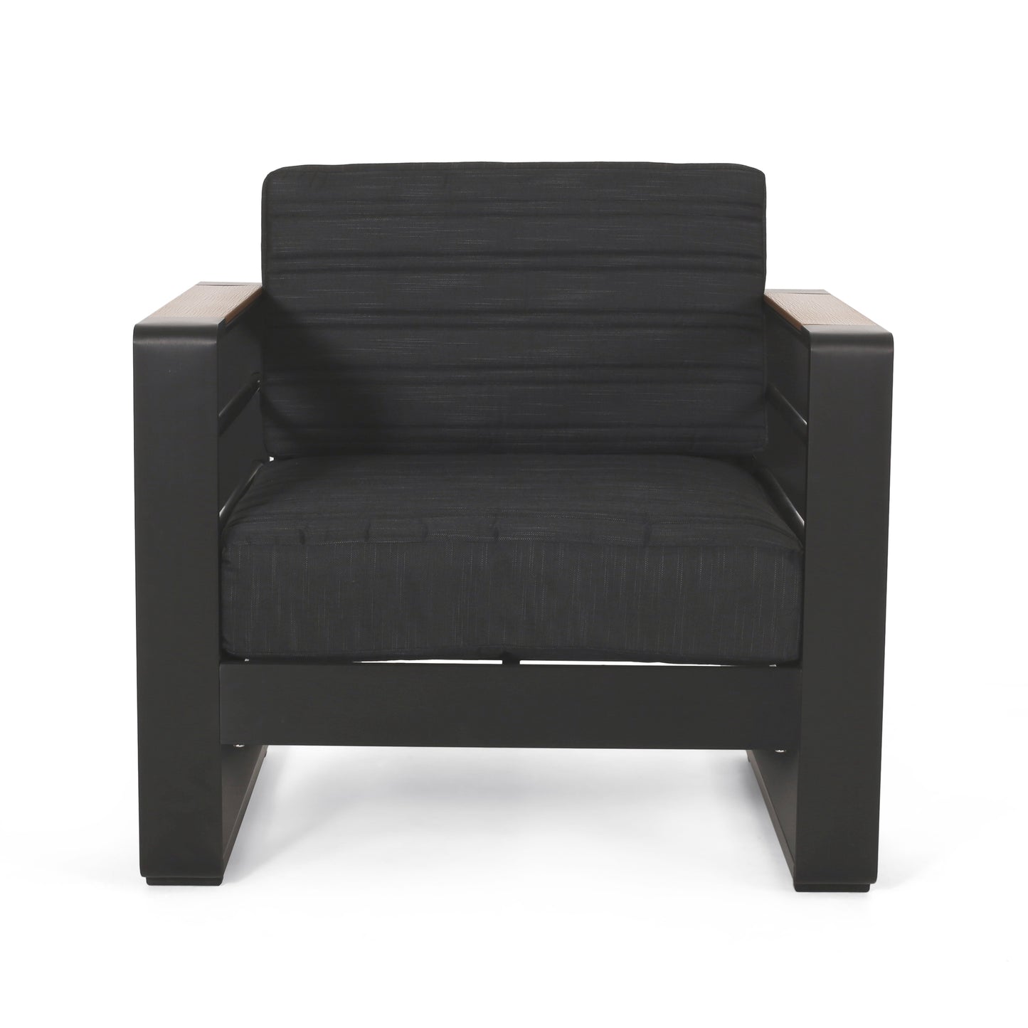 Giovanna Club Chair Set with Aluminum Frame and Water-Resistant Cushions in Black