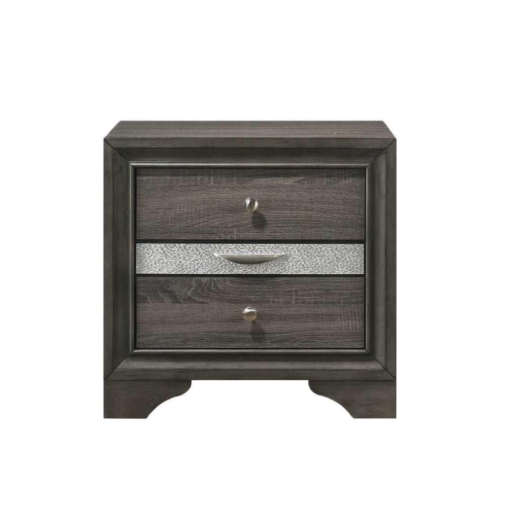 2 Drawers and 1 Jewelry Drawer Nightstand, Gray