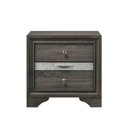 2 Drawers and 1 Jewelry Drawer Nightstand, Gray