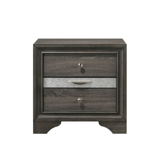 2 Drawers and 1 Jewelry Drawer Nightstand, Gray