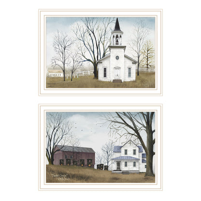 Trendy Decor 4U 2- Piece Vignette Amazing Grace Sunday Service White Framed Wall Art for Living Room, Bedroom Wall Art Print for Home Decor by Billy Jacobs