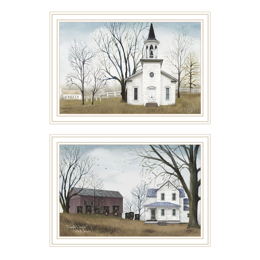 Trendy Decor 4U 2- Piece Vignette Amazing Grace Sunday Service White Framed Wall Art for Living Room, Bedroom Wall Art Print for Home Decor by Billy Jacobs