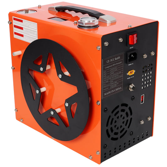 PCP Air Compressor, 4500PSI/30Mpa Portable PCP Airgun Compressor Built-in Water and Fan Cooling System, Auto-Stop; DC12V/AC120V Paintball Tank Compressor for Air Rifle, Diving Bottle