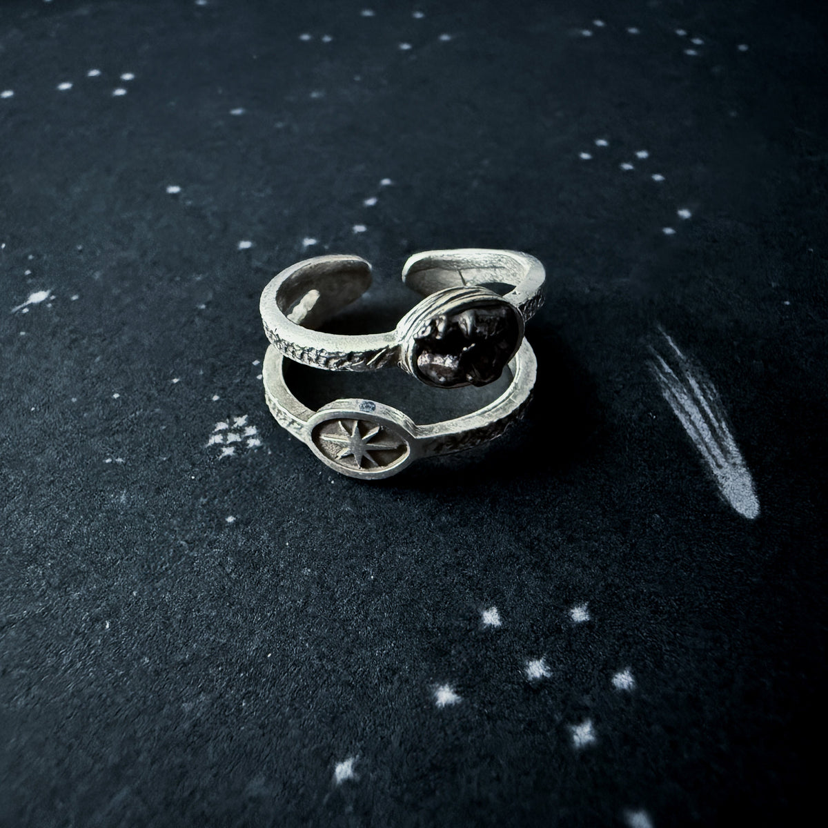 Supernova Starburst Ring With Authentic Meteorite
