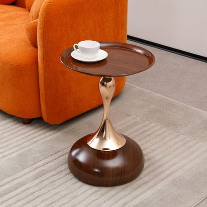 Mermaid Tail End Coffee Table Round Side Table, Modern Metal Pedestal Table, Minimalist Accent Table for Small Spaces, Drink Martini Table Decoration for Living Room