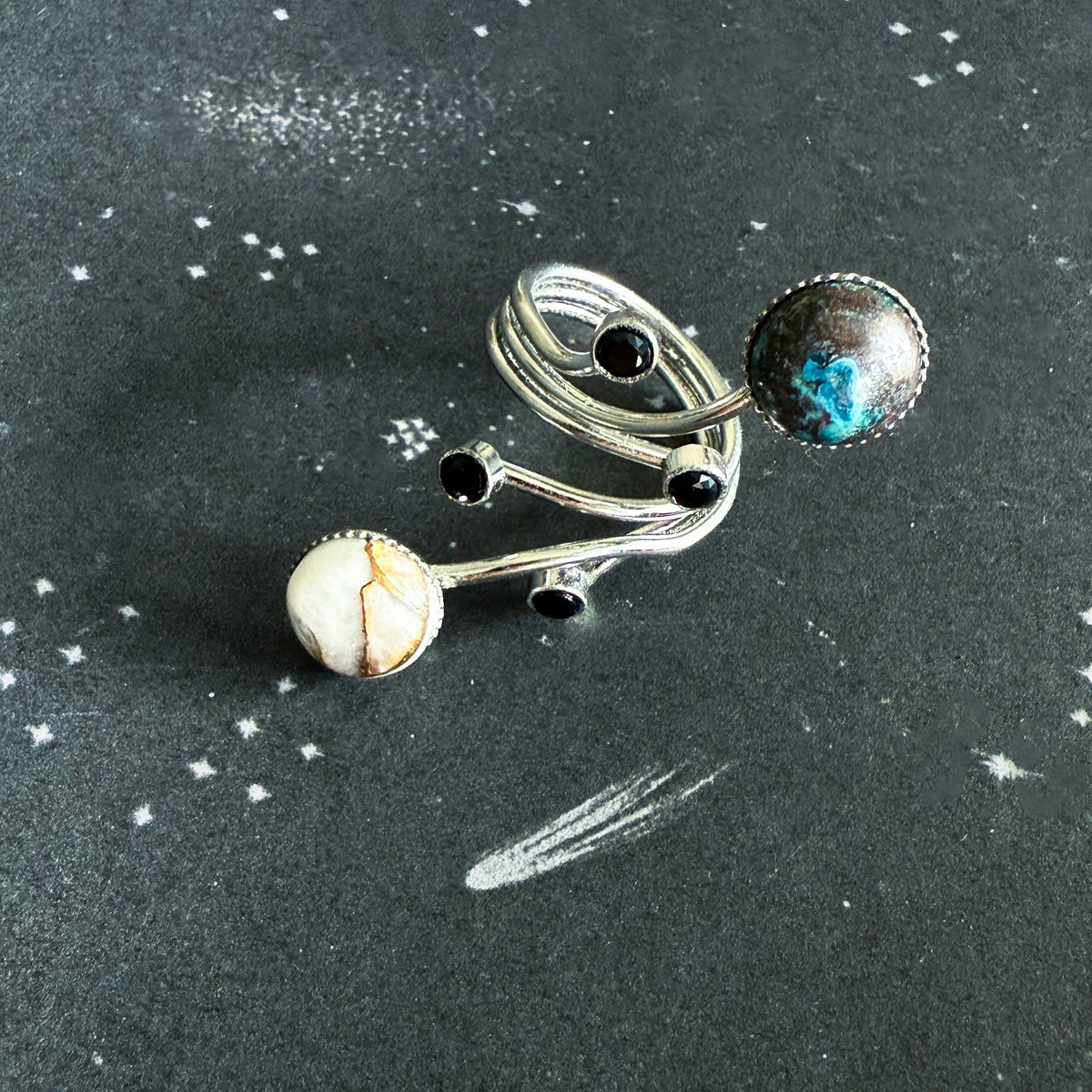 CLEARANCE DISCONTINUED Orbit Ring With Natural Stones