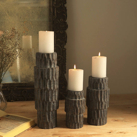 Decorative Wooden Centerpiece Candle Holder- 3.5x6'– Elegant Candle Stand for Any Occasion