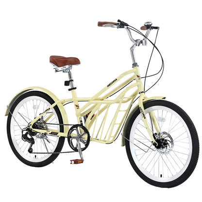 6 Speed, Steel Frame, Multiple Colors 24 Inch Bike,Commuter Bike for Adults
