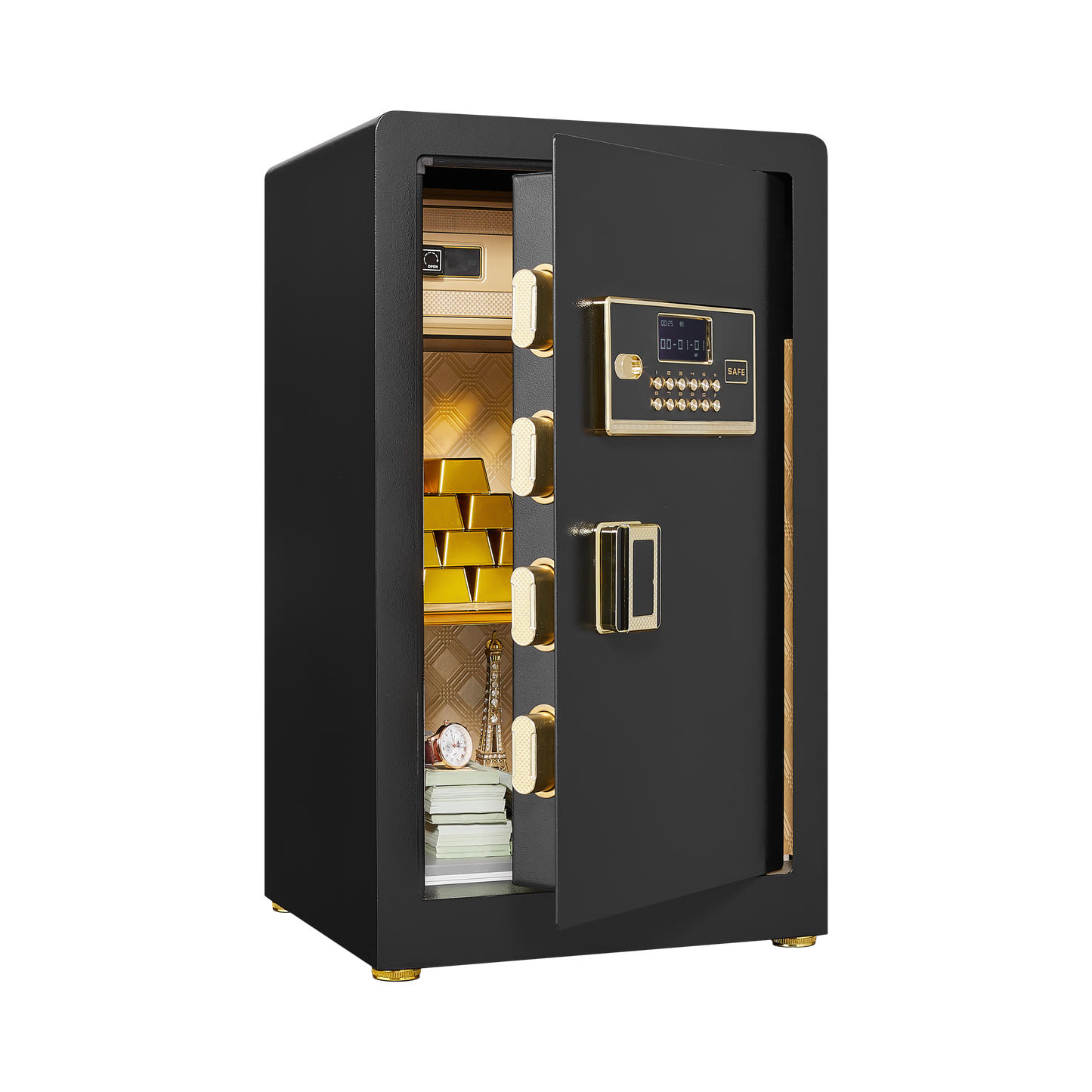 Security Electronic Steel Home Safe, Anti-Theft Digital Security Lock Box with Smart Alert System, Removable Shelf, Mute Function, Personal Document Safes for Money Jewelry