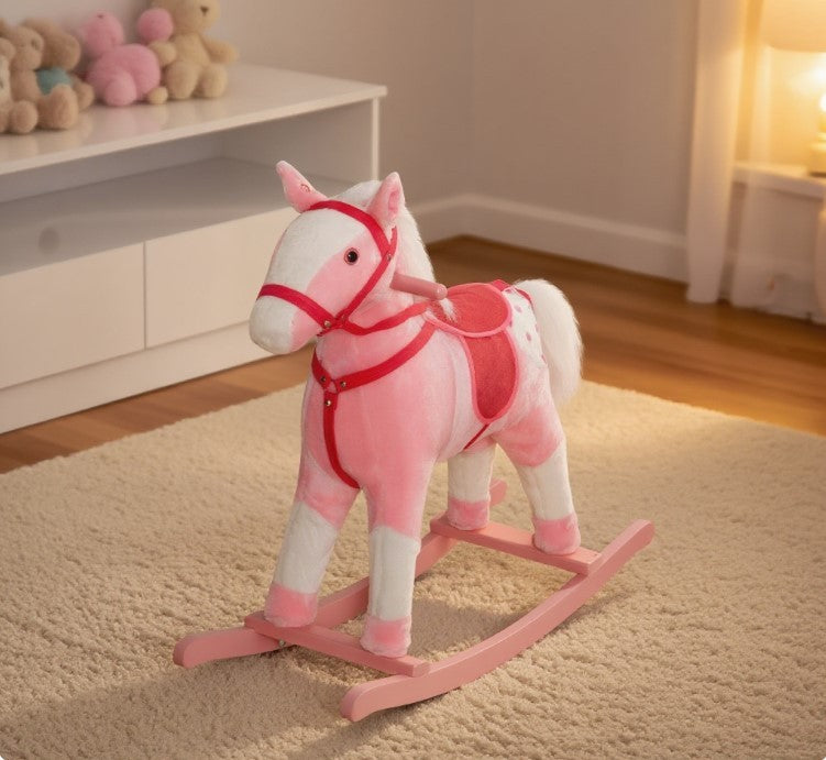 Rocking Horse Kids Plush Toy Rocking Horse Pony Toddler Ride on Animal Rocker