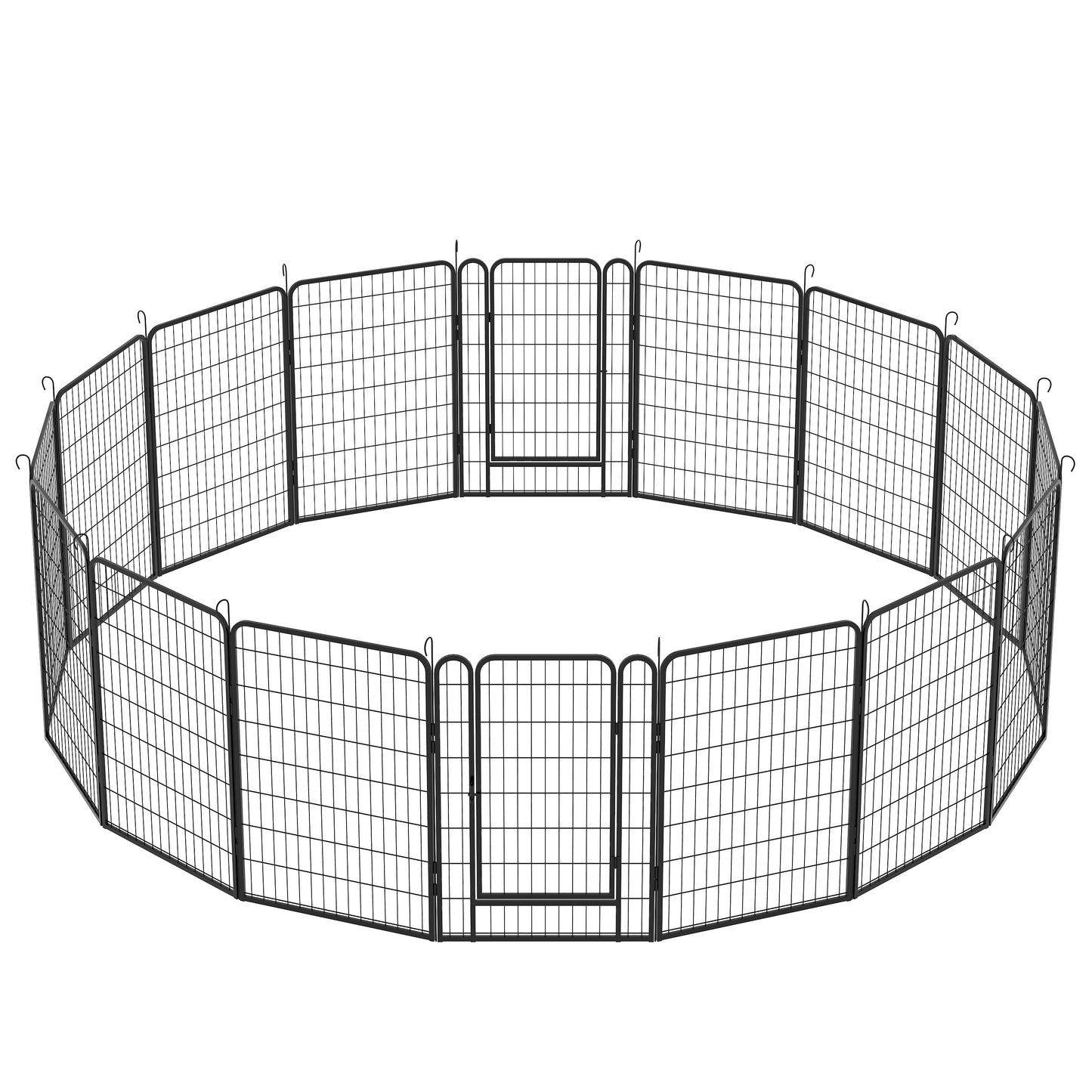 16 Panels Heavy-Duty Metal Playpen with Door, 39.37' H Dog Fence Pet Exercise Pen for Outdoor, Indoor