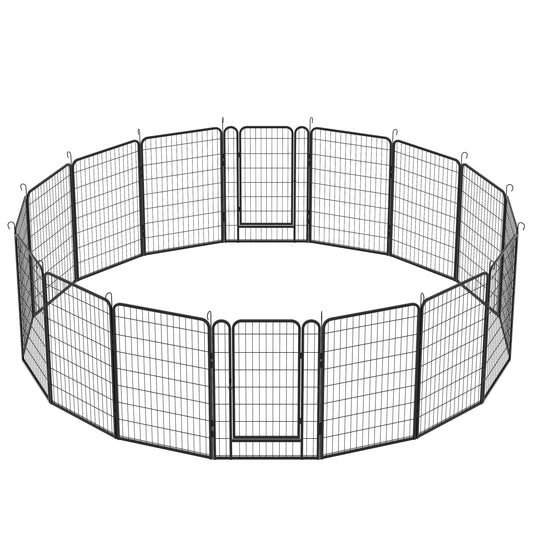 16 Panels Heavy-Duty Metal Playpen with Door, 39.37' H Dog Fence Pet Exercise Pen for Outdoor, Indoor