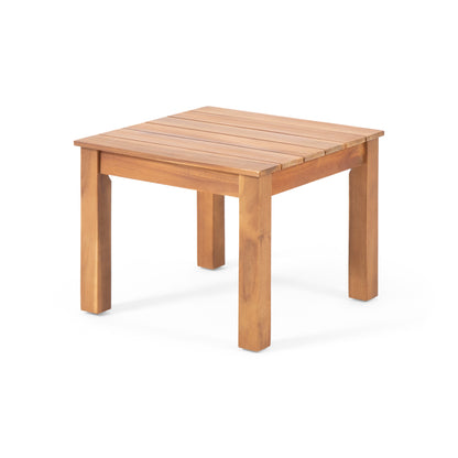 Halcyon Outdoor Side Table with Slat Design and Acacia Wood Frame, Teak