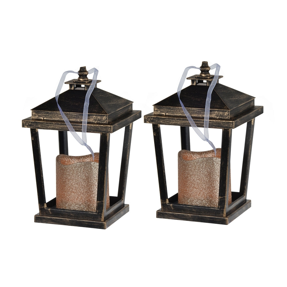 Set of 2 Menifee Lantern with Led Candle, Short 5x5x8.5'