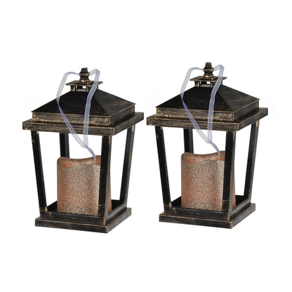 Set of 2 Menifee Lantern with Led Candle, Short 5x5x8.5'