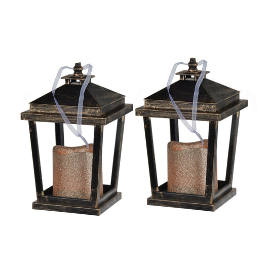 Set of 2 Menifee Lantern with Led Candle, Short 5x5x8.5'