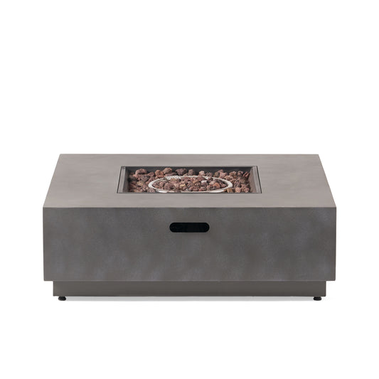 Modern SQUARE Iron Fire Pit 50,000 BTU Stone Gray Finish 39-Inch