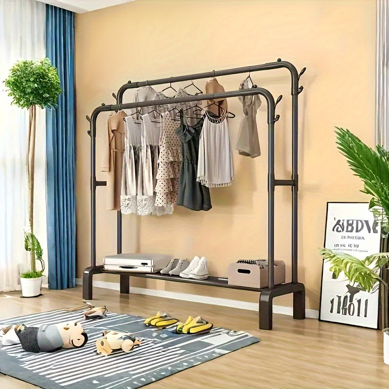 1 Piece Durable Coat Rack, Bedroom and Bathroom Storage Rack - Multipurpose Clothes Hanging Rack or Double Rod, Clothes Drying Rack Accessory, Christmas Gift
